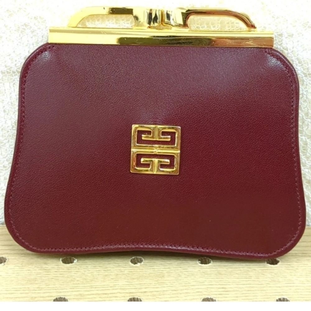 Authentic Givenchy Burgundy Wallets With Gold Det… - image 3